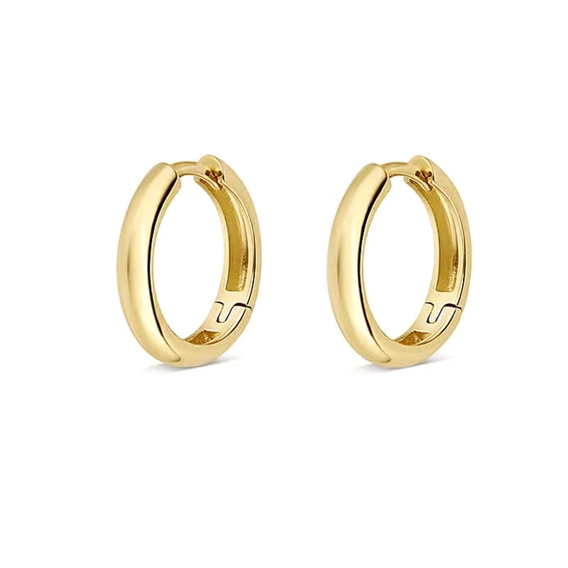 11mm 13mm Hoop Earrings 925 Sterling Silver Jewelry 18k Gold Plated Hoop Earings For Women Huggie Earrings