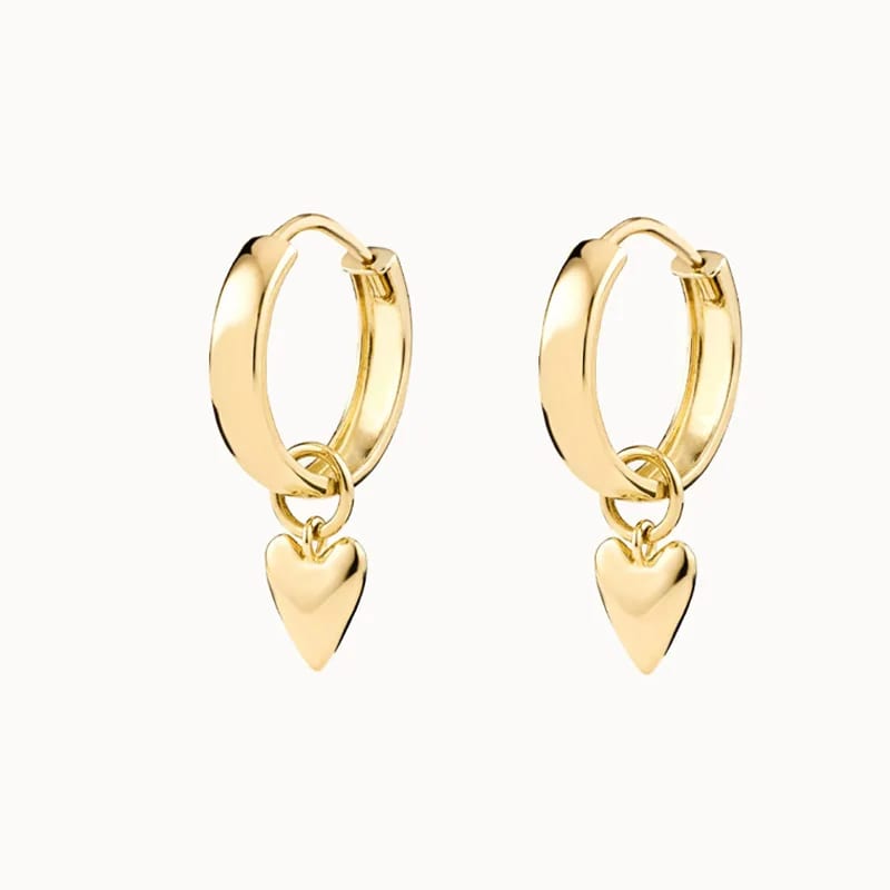 New Arrival 925 Sterling Silver 18k Gold Mini Heart Charm Hoop Earrings For Woman Huggie Earrings