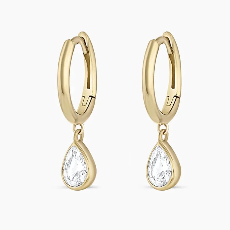 925 Sterling Silver 18k Gold Plated Cz Zircon Pear Charm Huggies Earrings For Women Huggie Earrings