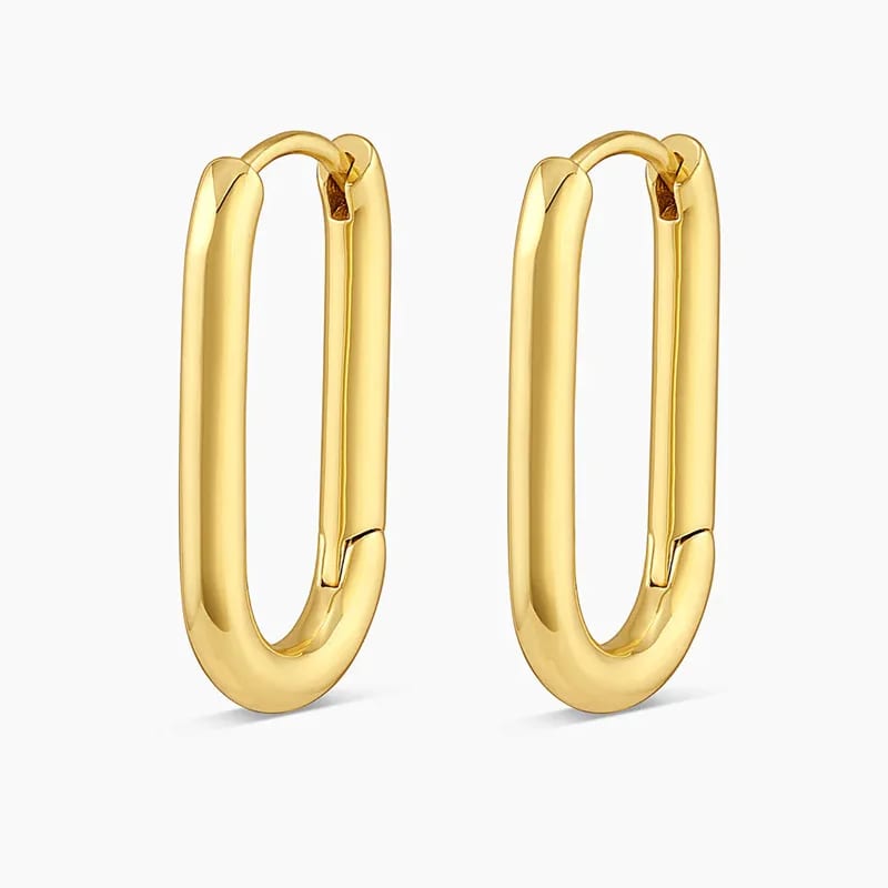 Fashion Minimalist 925 Sterling Silver 18k Gold U Square Huggie Hoop Earrings Women Huggie Earrings