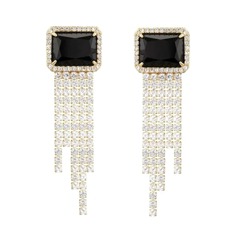 Fashion Party Statement Earrings 18k Gold Plated Rhinestones Earrings Women Crystal Long Tassel Earrings Jewelry Drop Earrings