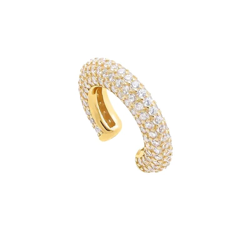 New Womens 18k Gold Plated 925 Silver Sparkling Micro Pave Cz Diamond Dome Ear Cuff Earrings Ear Cuff