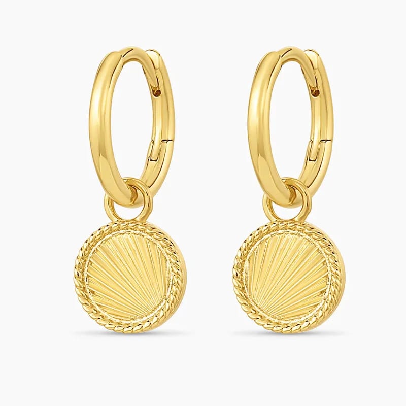 Wholesale Fashion 18k Gold Plated Women Inspired Sun Drop Dangle Huggie Hoop Earrings With Charm Pendant Drop Earrings