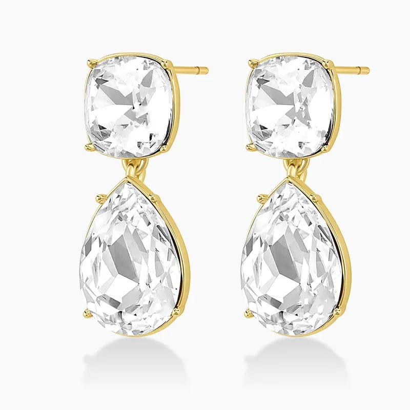 Fashion Party Jewelry 18k Gold Plated Crystal Stone Pear Drop Statement Chandelier Earrings For Women Drop Earrings