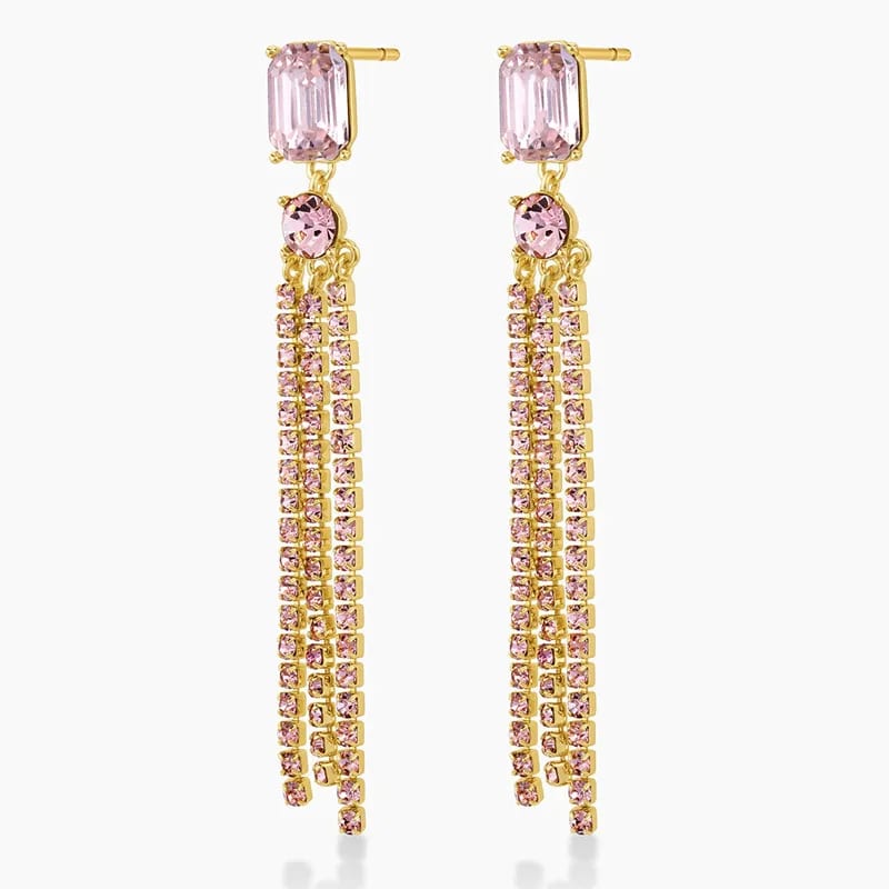 Trendy Fashion Elegant Sparkly Statement Earrings Long Tassel Crystal Chain Dangle Drop Tiered Earrings For Women Drop Earrings