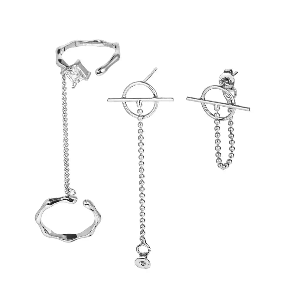 Custom Fashion Women’ Chain Drop Stud Earrings 925 Sterling Silver Drop Earring Real Silver Plated Gift For Girl Drop Earrings