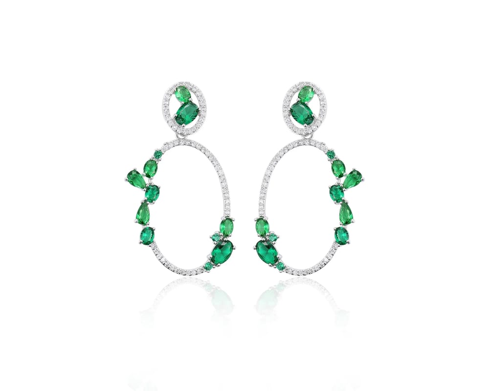 Wholesale Women Fashion Jewelry Emerald Cubic Zircon Earring New Designs Drop Earrings