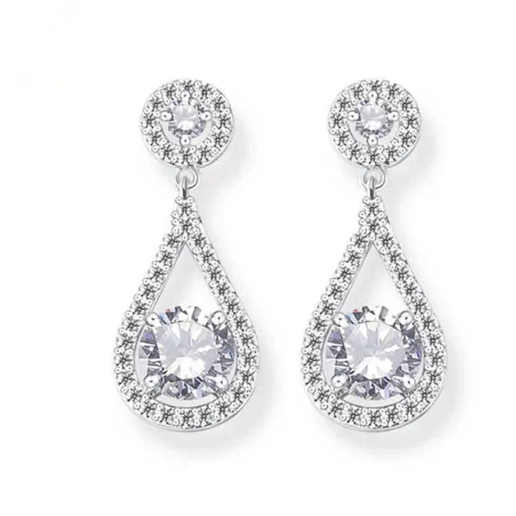 Wholesale Fashion Bridal Wedding Teardrop Diamond Earrings Drop Earrings