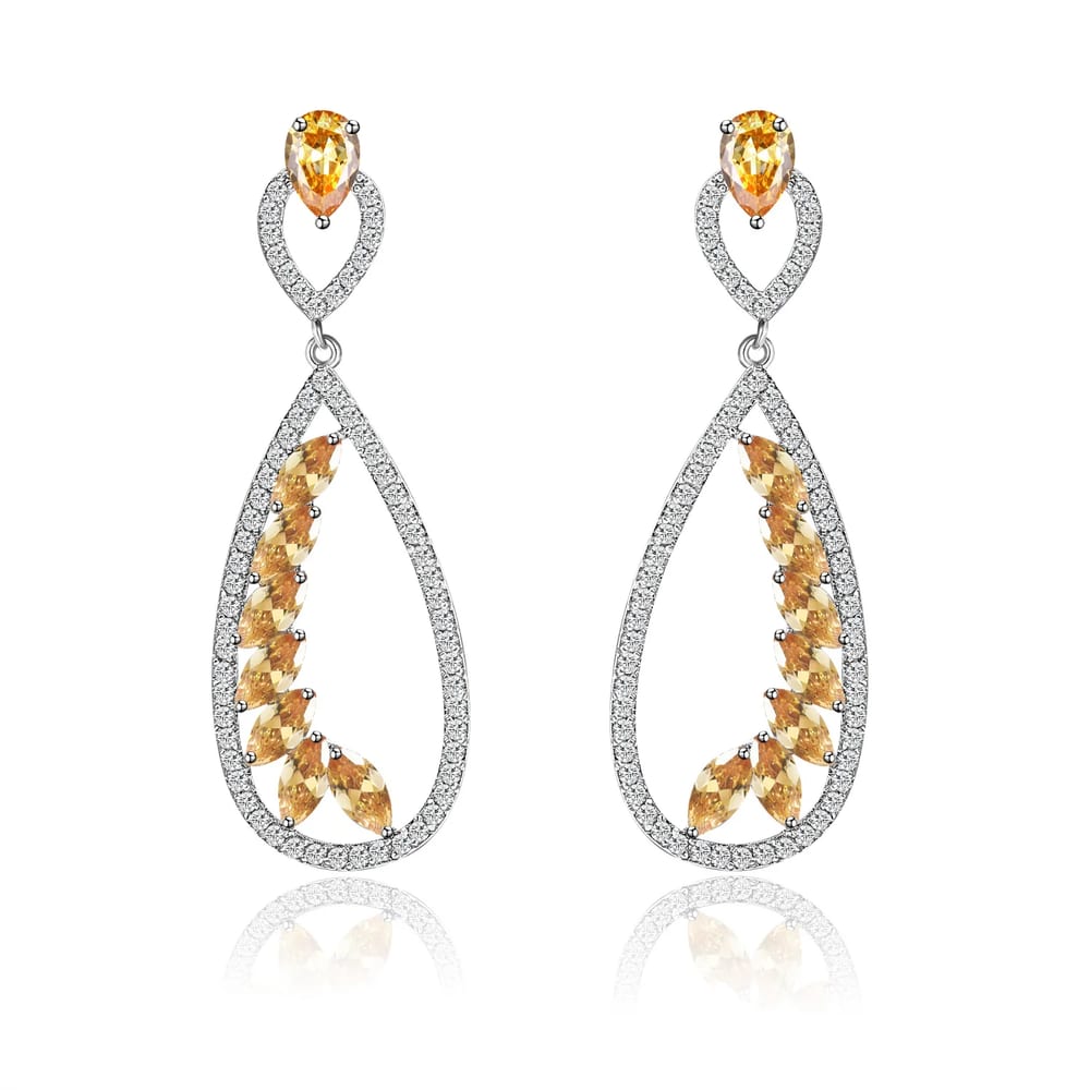 Best Selling Fashion Cubic Zirconia Chandelier Earrings Jewelry Women Gold Plated Drop Earrings