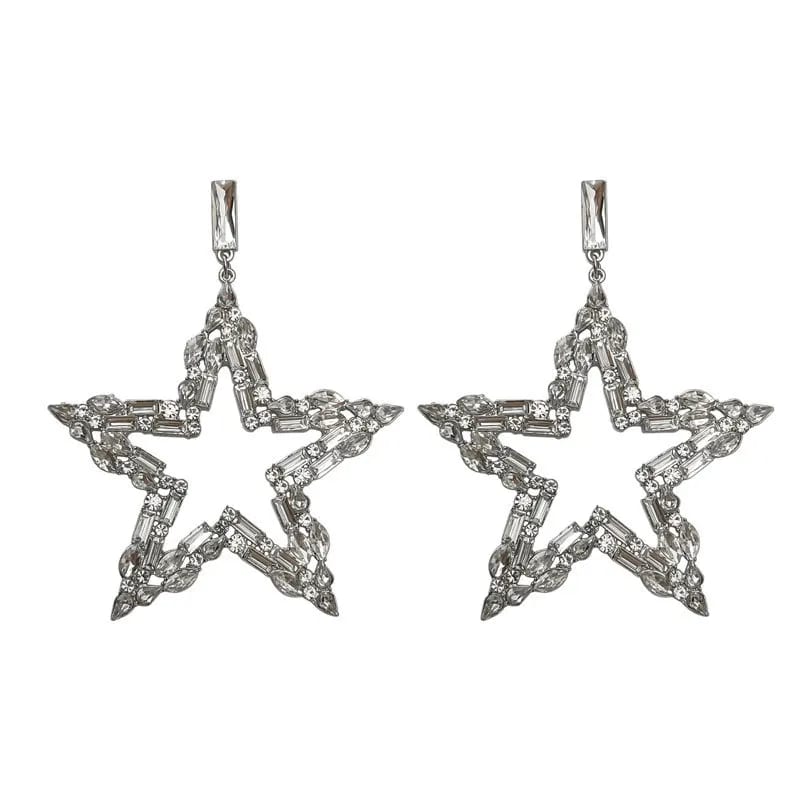 Luxury Fashion Oversized Earring Large Star Rhinestone Chandelier Earrings Jewelry Drop Earrings