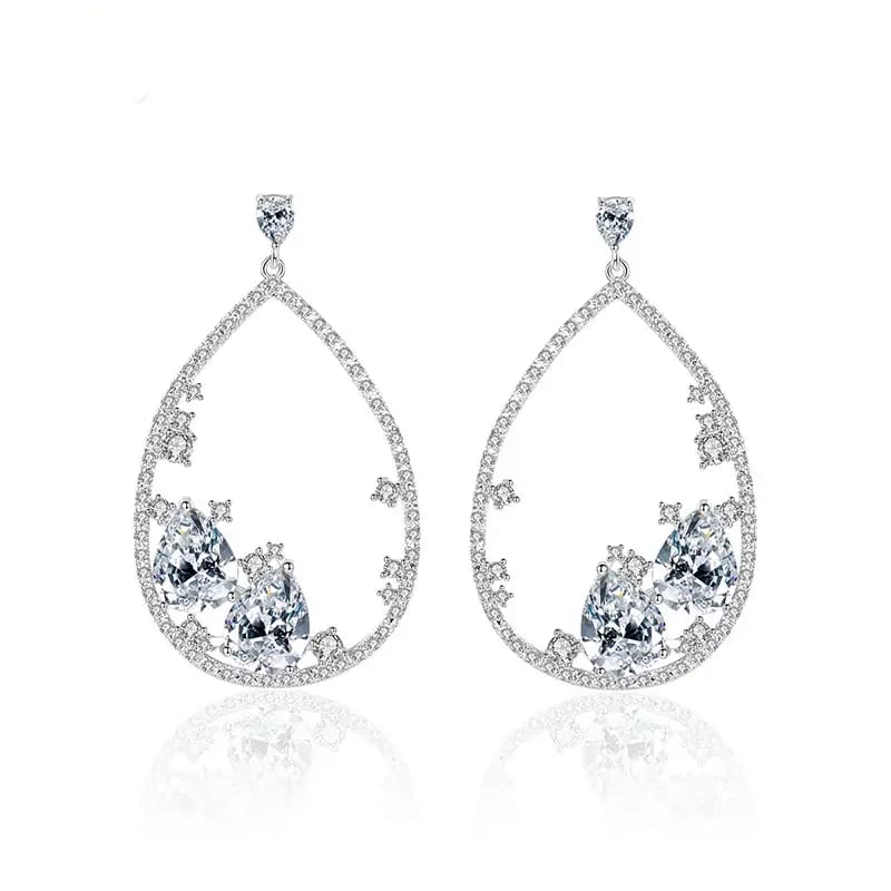 Fashion Cz Geometric Oval Earrings Jewellery New Wholesale Luxury Earrings Cubic Zircon Drop Earrings