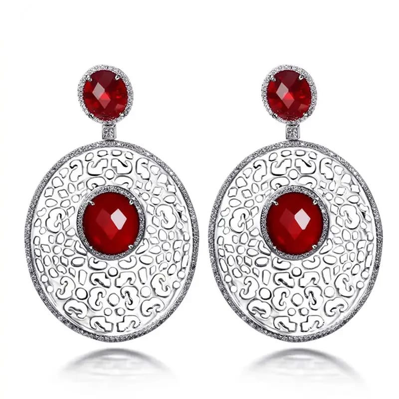 Fashion Cubic Zirconia Oval Chandelier Dangle Earrings Jewelry Women Drop Earrings