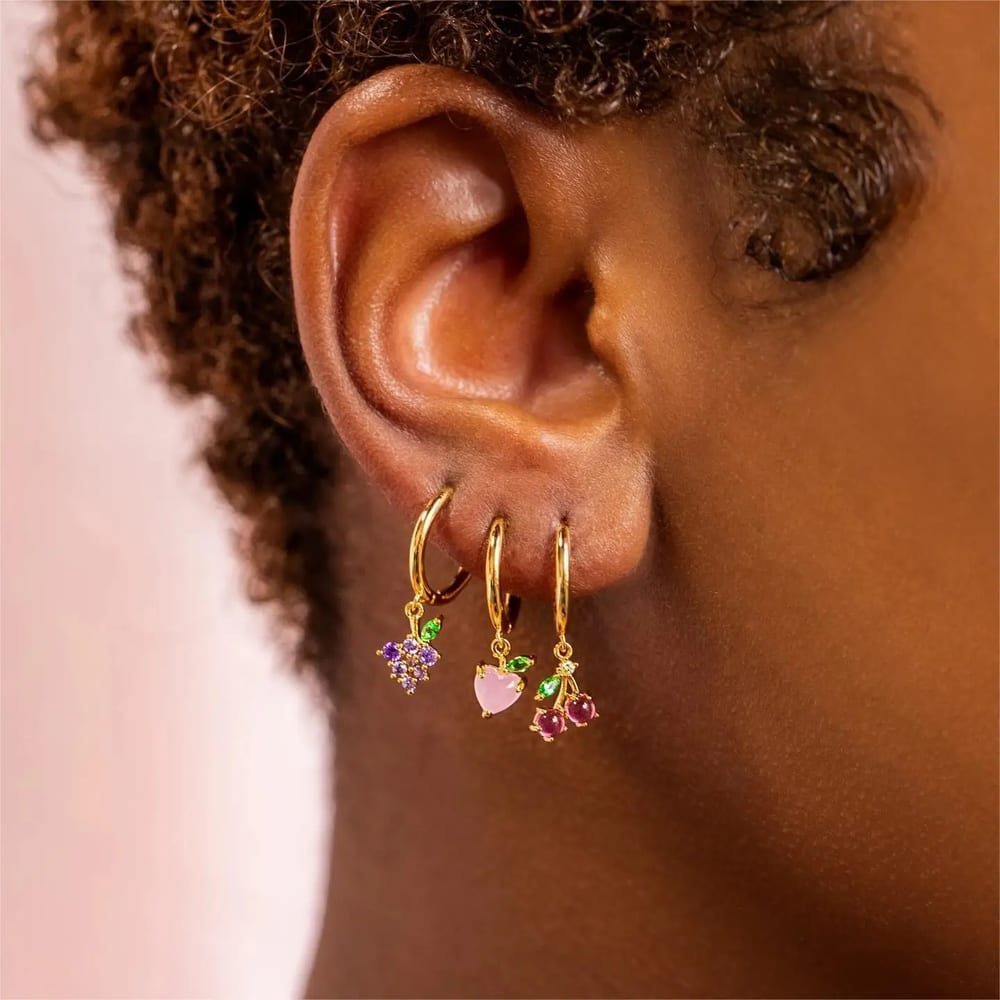 Personalized Colorful Zircon Fruit Charm Earrings Women And Children’s Jewelry Huggie Earrings