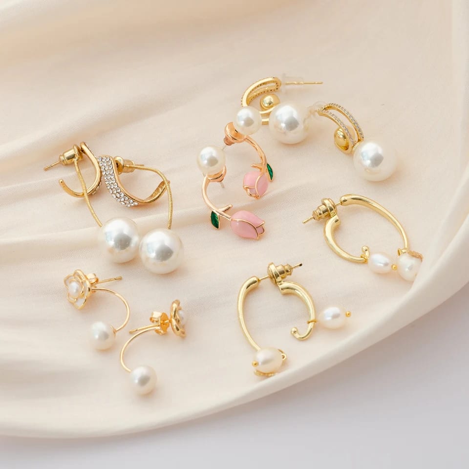 Elegant Camellia Tulip Pearl Earrings 925 Silver Ear Needle Gold Plated Earrings Drop Earrings
