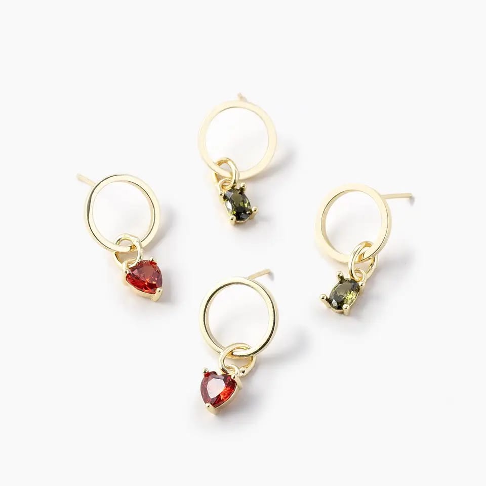 Custom Seller Natural Stone Earrings Women Luxury Brass 18k Gold Plated Cz Earring Party For Girl Huggie Earrings