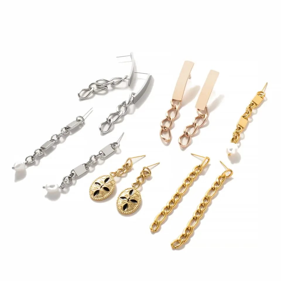 Luxury Stainless Steel Earrings Women 14k 18k 24k Gold Plated Chain Ring Jewelry Gift For Girl Friend Drop Earrings