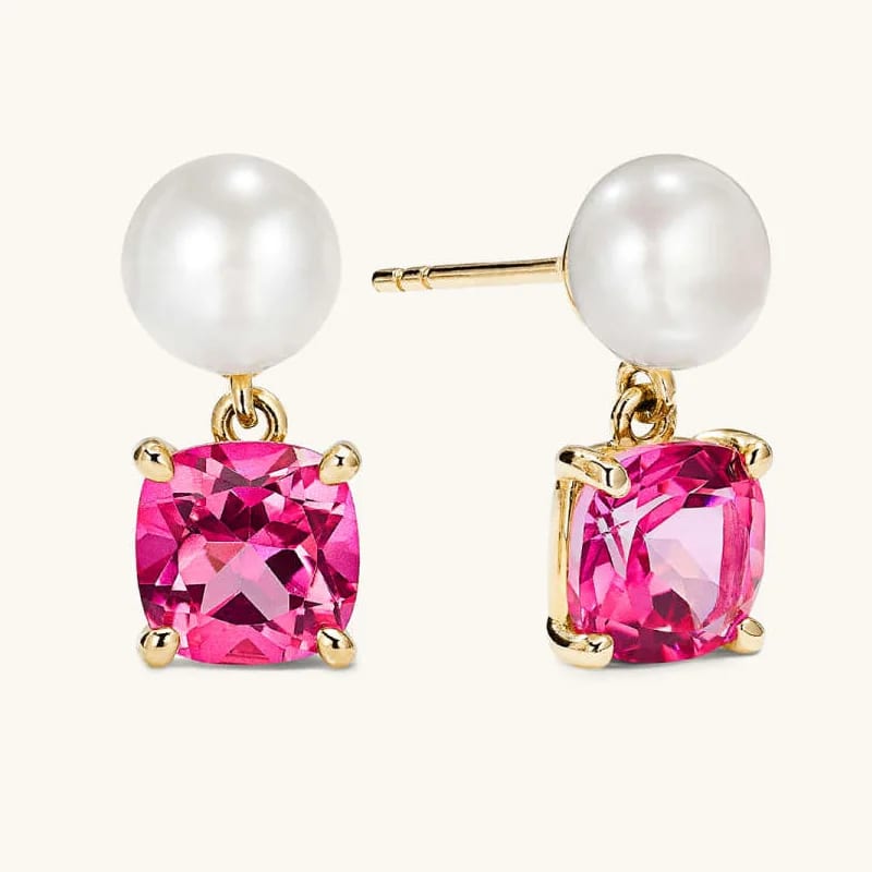 Fashion Fine Jewelry Pearl Drop Earrings 18k Gold Zirconia Colorful Women’s Drop Dangle Earrings Drop Earrings