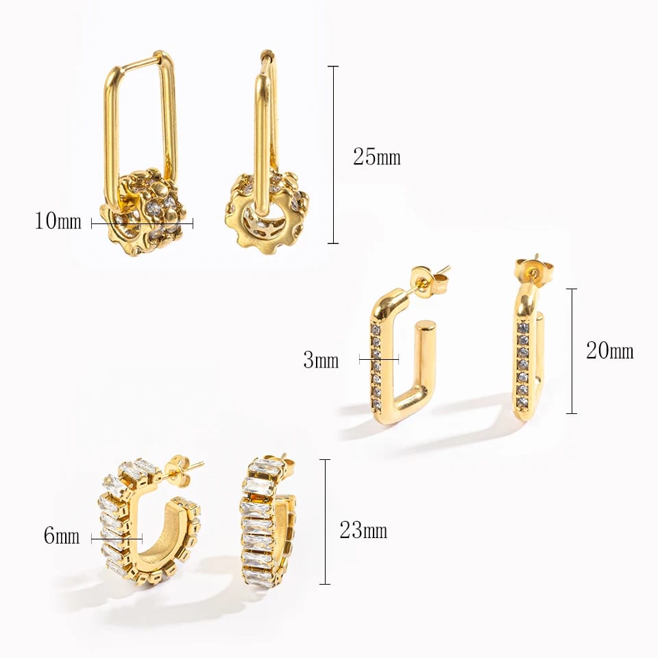 Classic Gold Plated Stainless Steel Earrings Zircon Huggie Earrings Huggie Earrings