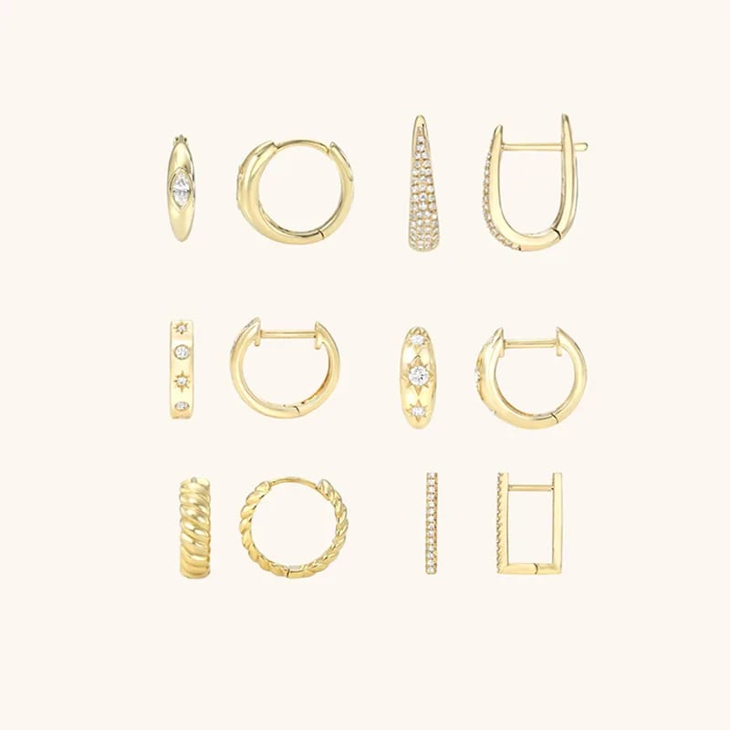 Fashion Dainty 925 Sterling Silver Jewelry Real 14k 18k Gold Plated Cz Cubic Zirconia Huggies Hoop Earrings Huggie Earrings