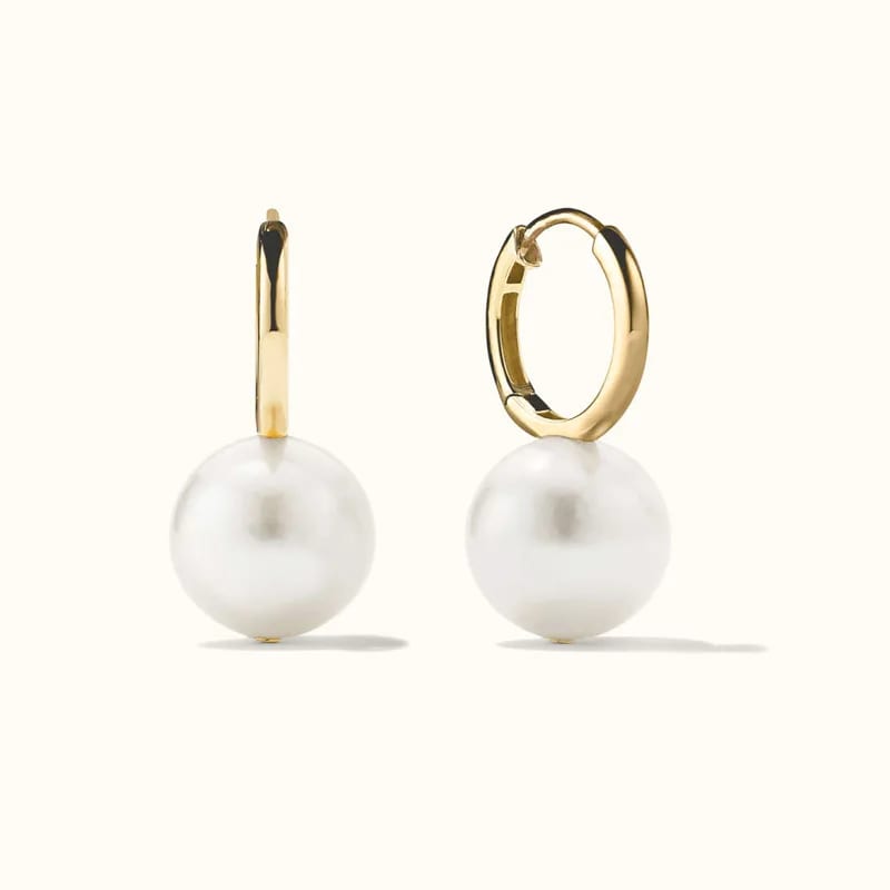 New Arrival Natural Freshwater Pearl Earrings Jewelry Real 18k Gold Plated 925 Sterling Silver Pearl Drop Huggie Earrings Huggie Earrings