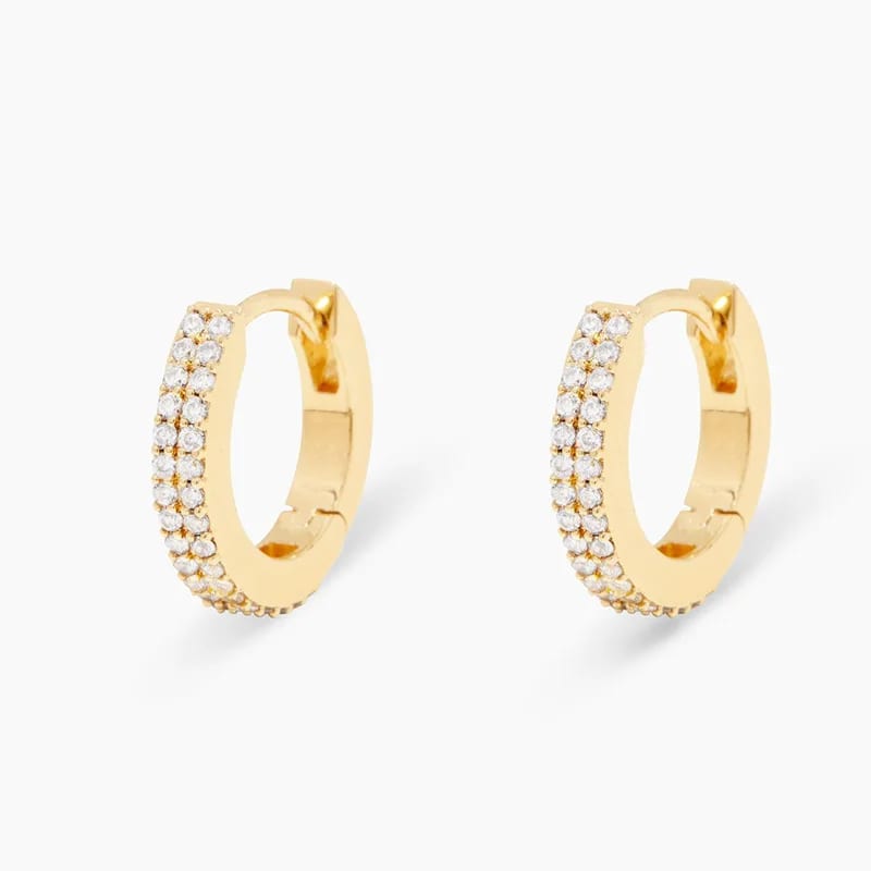 Fashion 18k Gold Plated Cz Diamond Huggie Hoop Earrings For Women Huggie Earrings