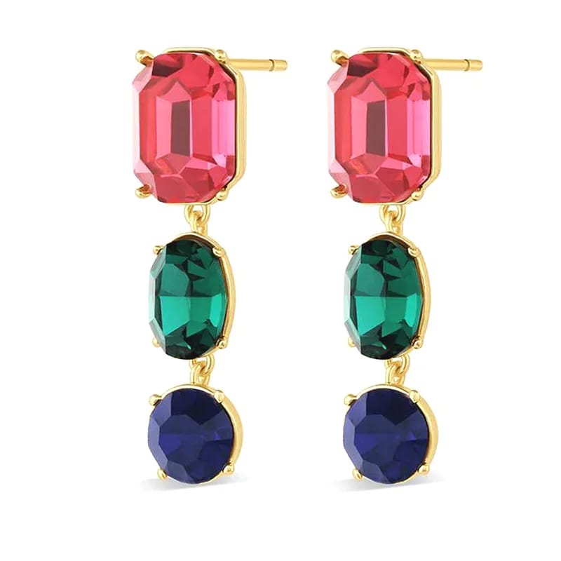 Custom Fashion Multi-layer Glass Crystal Dangling Earrings Colorful Crystal Rhinestone Drop Earrings For Women Drop Earrings