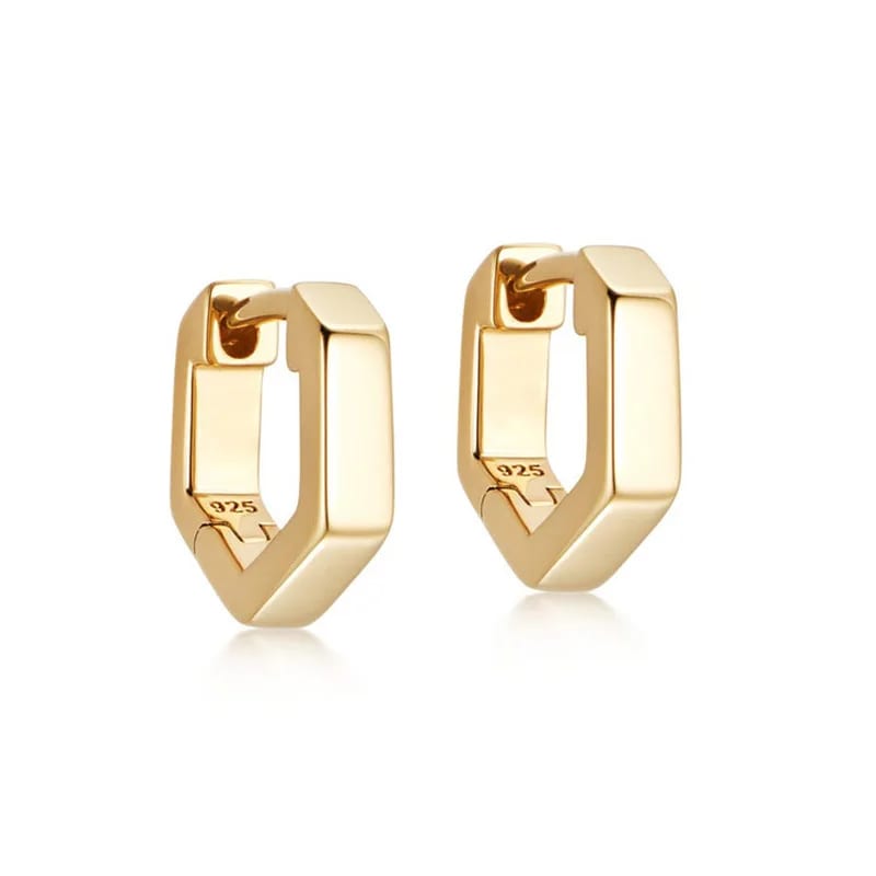 New Arrivals 925 Sterling Silver Delicate Pentagon Mini Huggie Hoop Earring For Women Huggie Earrings