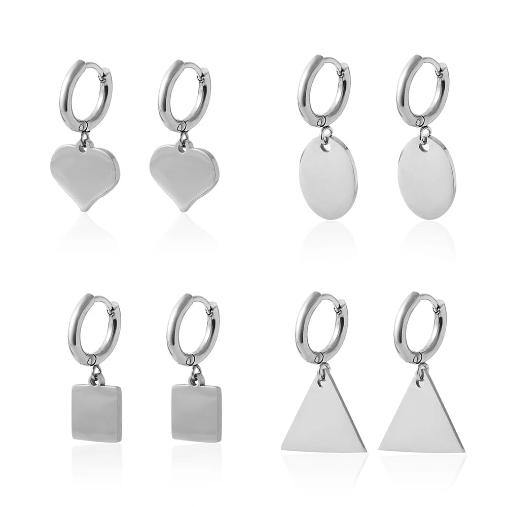 2023 New Fashion Popular Geometric Pendant Earrings Stainless Steel Charm Dangle Huggie Hoop Earrings For Women Men Drop Earrings