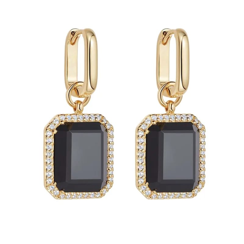 Fashion Jewellery High Quality Women Jewelry Baguette Cz Gemstone Dangle Hoop Earrings For Women Drop Earrings