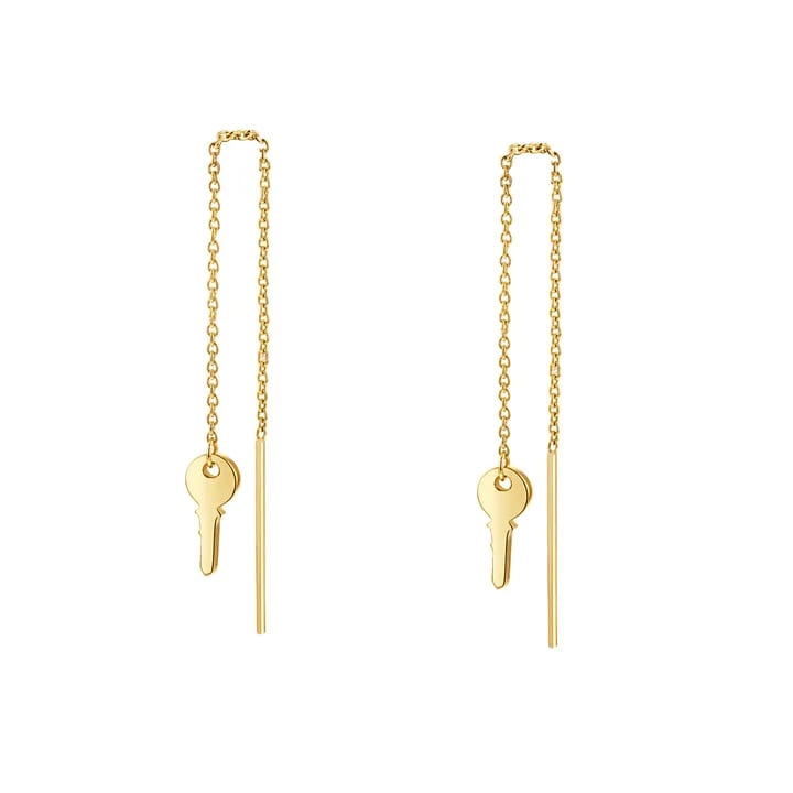 Wholesale Fashion Jewelry 18k Gold Plated Sterling Silver 925 Key Sparkle Chain Threader Earrings Drop Earrings