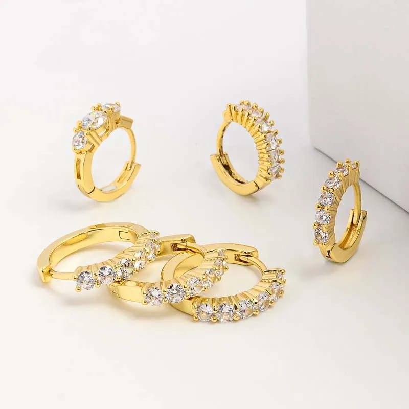 Delicate Fashion Fine Jewelry 925 Sterling Silver 18k Gold Plated Cz Diamond Women Cubic Zirconia Huggie Hoop Earrings Huggie Earrings