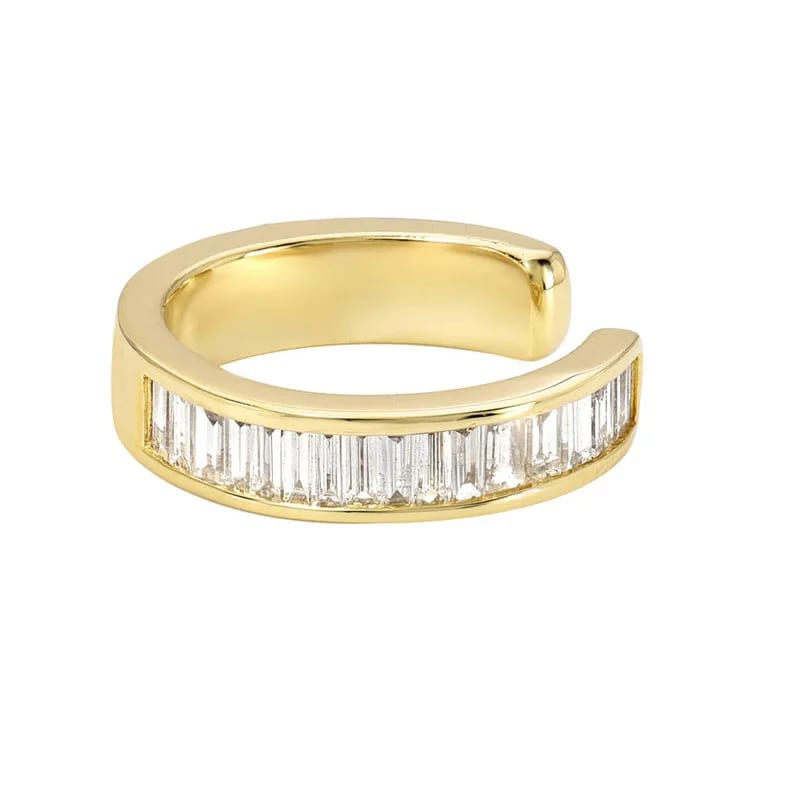 Wholesale 925 Silver Jewelry 18k Gold Baguette Diamond Ear Cuff Earrings Ear Cuff
