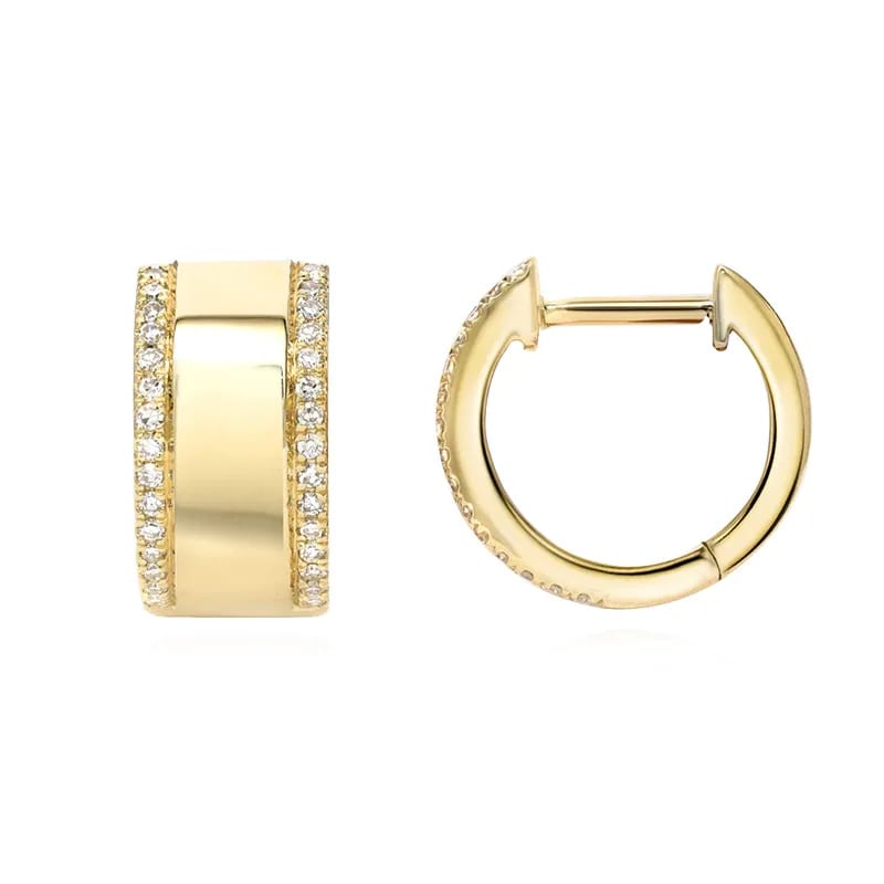 Classic And Timeless Jewelry Women 18k Gold Diamond Thick Hoop Huggie Earrings Huggie Earrings