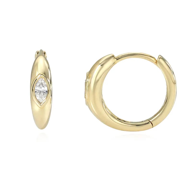 Fine Jewelry 925 Sterling Silver Daily Wear 18k Gold Marquise Diamond Huggie Hoop Earrings Huggie Earrings