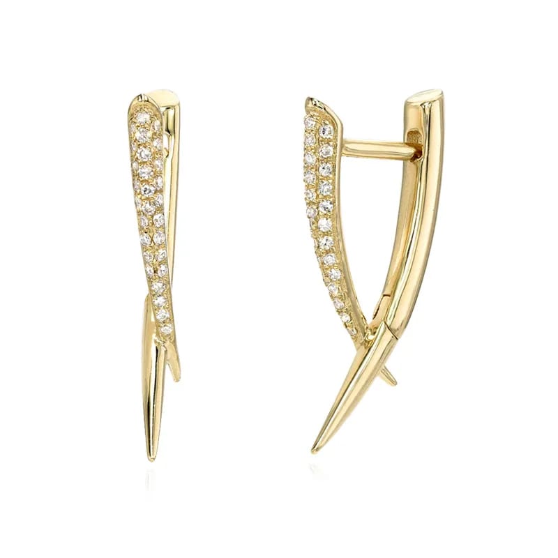 Newest Design 925 Sterling Silver Jewelry Diamond Cz Claw Huggie Hoop Earrings For Women Huggie Earrings