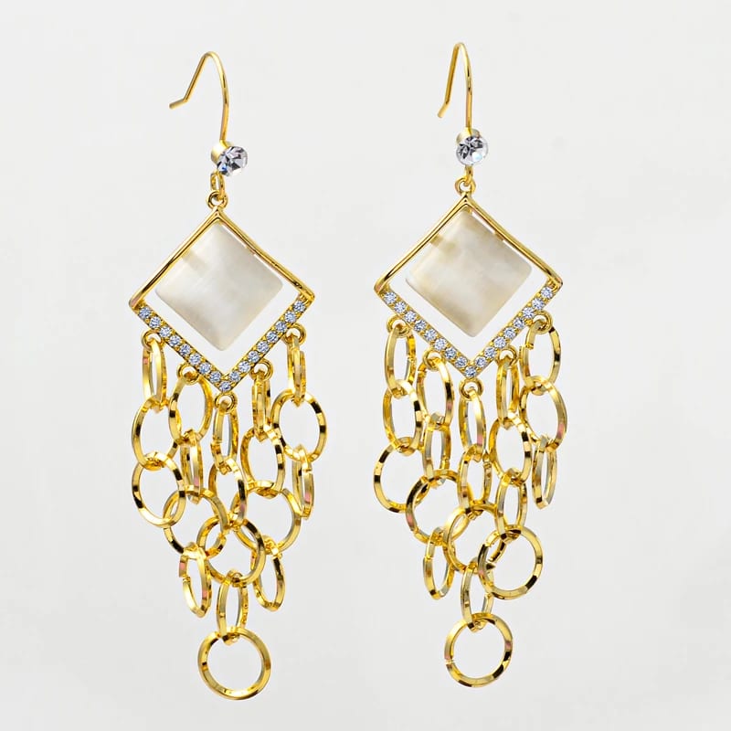 Delicate Statement Earrings Women’s Chandelier Drop Earrings Fashion 18k Gold Cutout Tiered Dangle Drop Earrings Drop Earrings