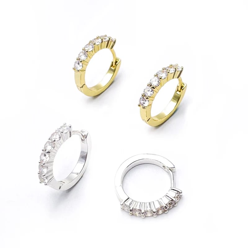 Custom High Quality 925 Sterling Silver 14k 18k Gold Plated Cz Cubic Zirconia Small Hoop Huggie Earrings Jewelry Huggie Earrings