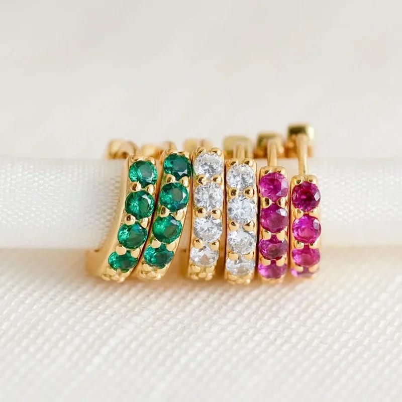 New Design 14k Gold Zircon Hoop Earrings Jewelry 925 Silver Women Diamond Huggie Earrings Huggie Earrings
