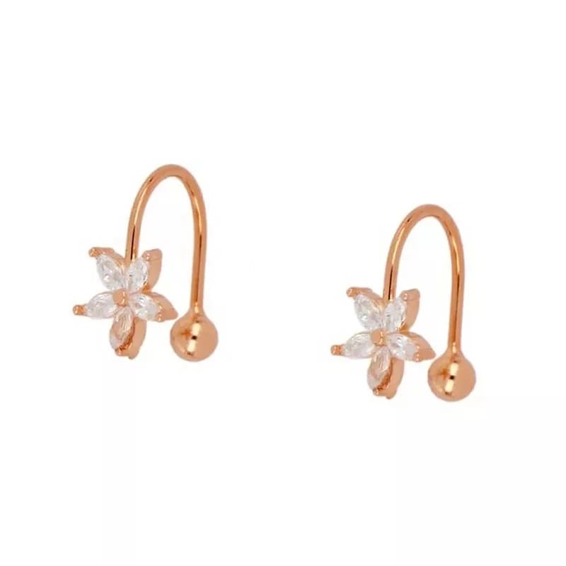 SXS JEWELRY 925 Sterling Silver Daisy Flower White Zircon No Piercing Ear Cuff Jewelry For Girls Ear Cuff