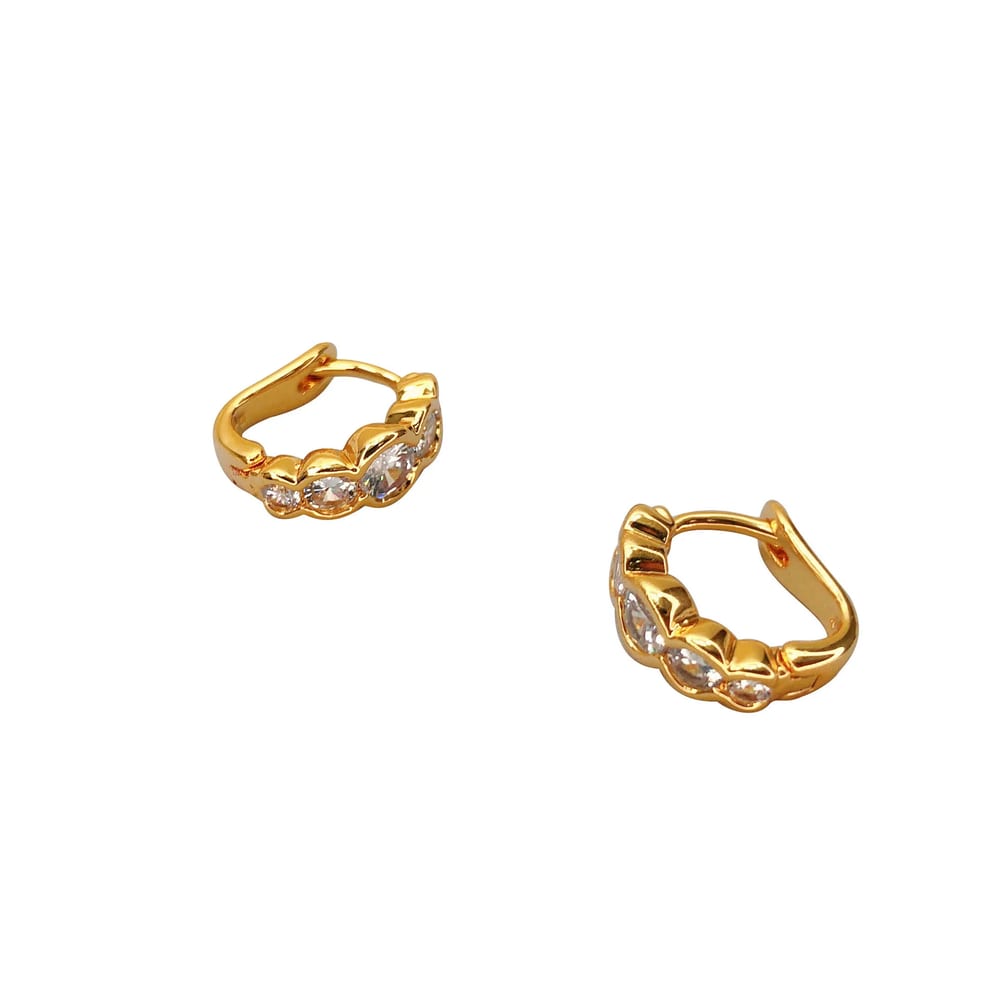 Best Design 14k 18k 24k Real Gold Plated Irregular Rhinestones Diamond Huggie Hoop Earrings For Women Huggie Earrings