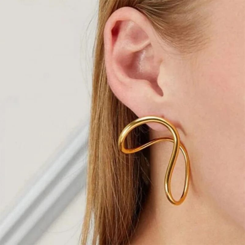 SXS JEWELRY Customizable Shiny Statement Metal Irregular 18k Pvd Gold Plated Earring For Women Earring