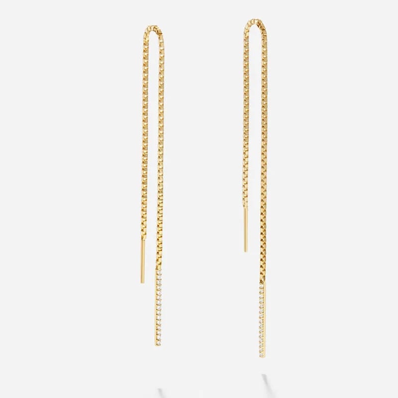 Minimalist Jewelry 925 Sterling Silver Needle And Thread Dangle Drop Chain Tassel Threader Earrings For Women Drop Earrings