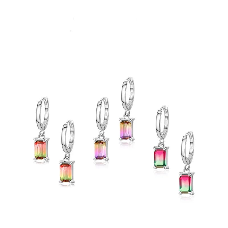 Cute Natural Stone Watermelon Tourmaline Color Drop Earrings S925 Sterling Silver Charms For Jewelry Making Drop Earrings