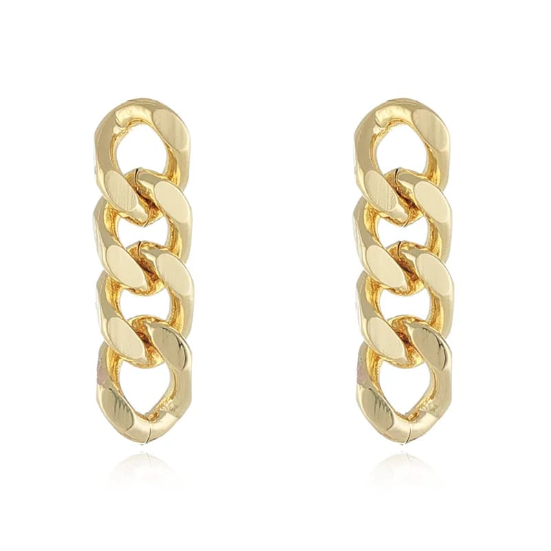 Wholesale Stainless Steel Cuban Link Chain Earrings With Gold Plated Color Drop Earrings