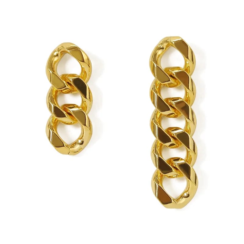 SXS Manufacture Different Length Cuban Chain Stud Earrings With Gold Plated Color Drop Earrings
