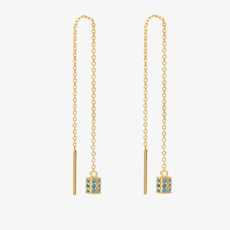 Fashion Dainty Sterling Silver Women’s Drop Pave Zirconia Threader Earrings Drop Earrings