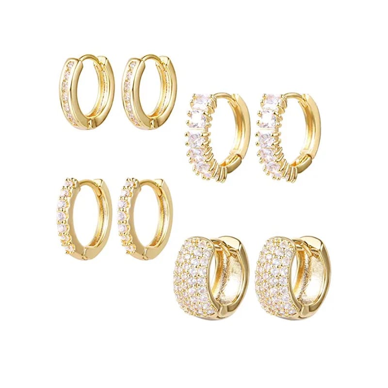 Fashion Dainty Cz Huggie Earring 18k Gold Plated Brass Cubic Zirconia Huggies Hoop Earrings For Women Jewelry Huggie Earrings