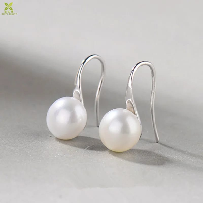 925 Sterling Silver Freshwater Pearl Drop Jewelry Pearl Earrings For Lady Wearing Drop Earrings