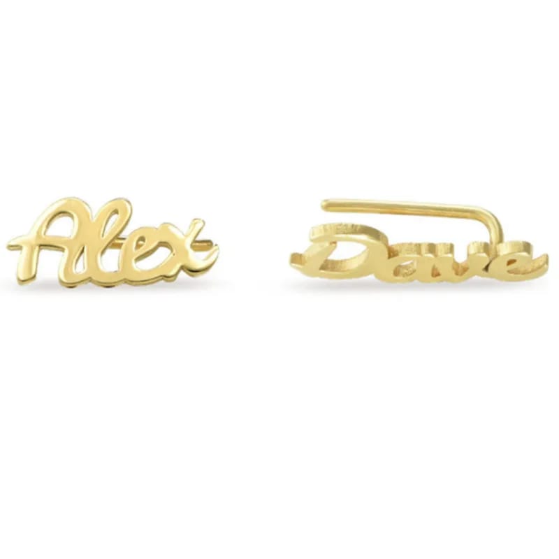 Custom Name Or English Word Casting 18k Gold Plated Brass Ear Climber Earrings For Men Women Ear Climbers