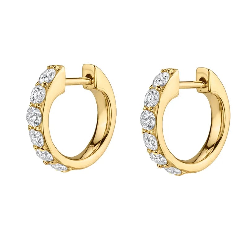Classic 18k Pvd Gold Plated Zircon Huggie Earrings Brass Huggies Hoop Earring Women Huggie Earrings